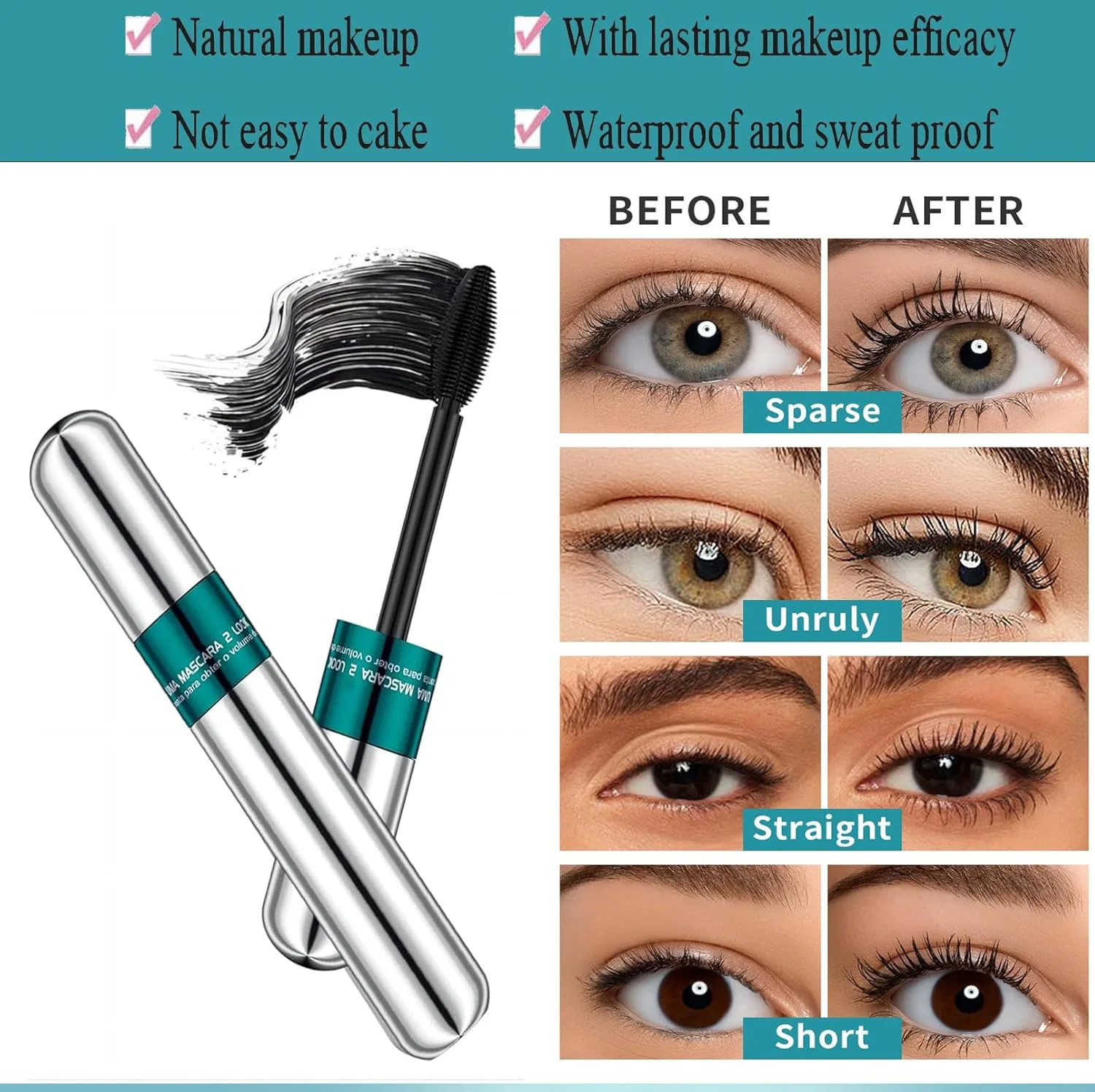 Тушь для ресниц 4D Silk Fibre Lash Mascara, водостойкая, 2-в-1 Housn, B — фото 4