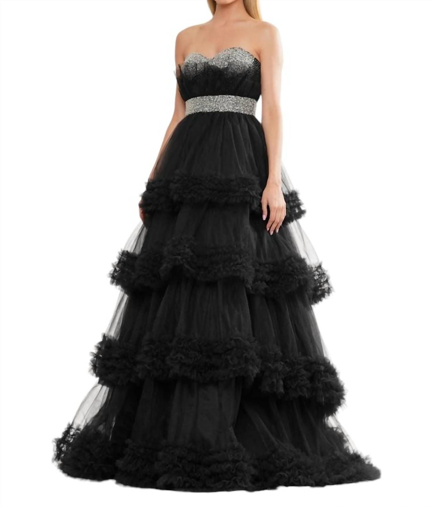 

Платье из тюля с оборками и бисером черного цвета COLORS DRESS