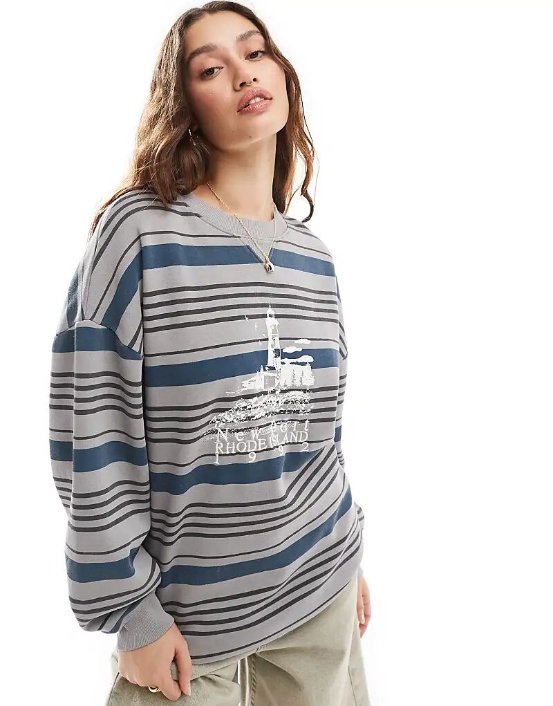 

Толстовка Daisy Street Retro Stripe с графикой Newport Rhode Island