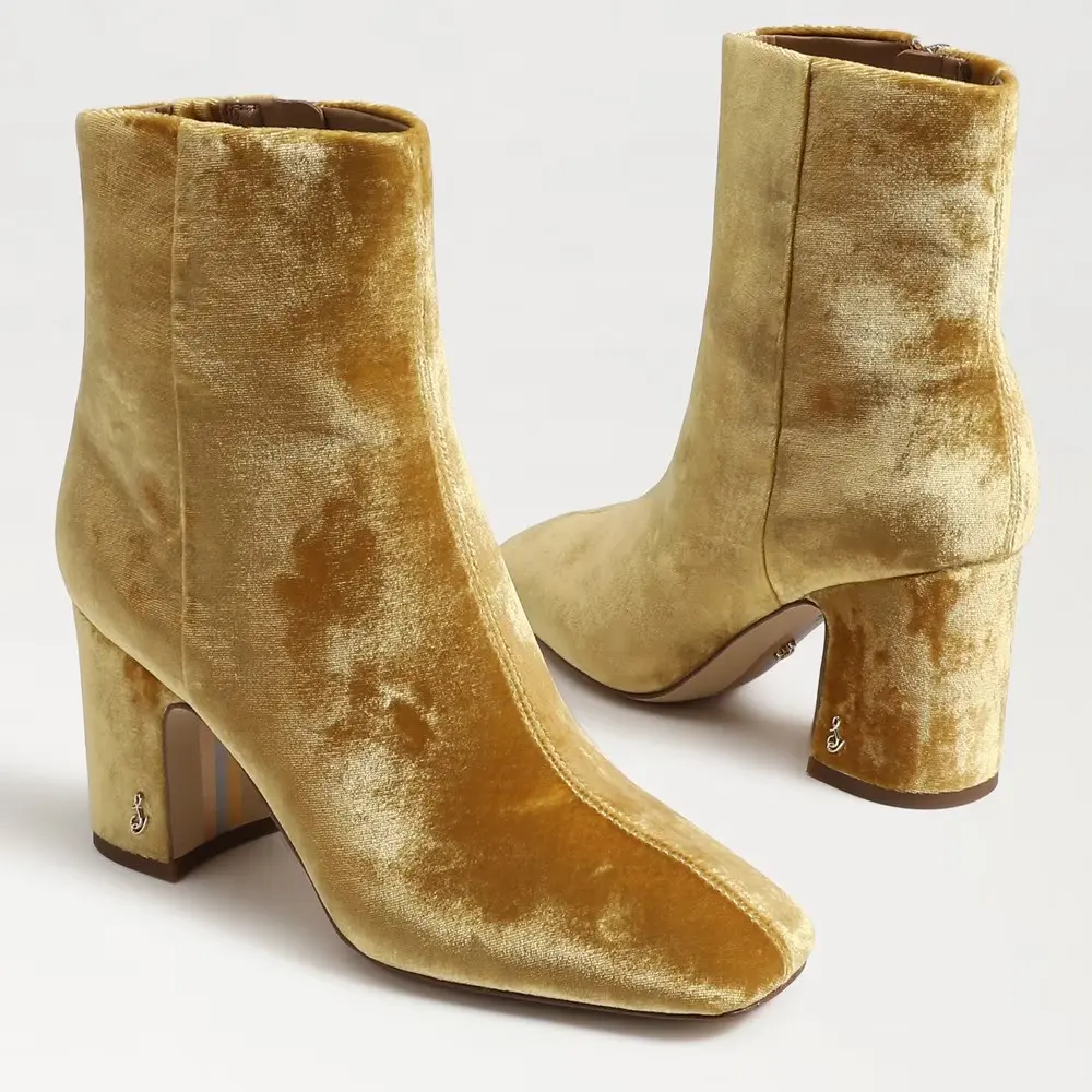 Сапоги Sam Edelman Fawn, женские, размер США 5.5, желтая замша, квадратный носок, короткие — фото 3