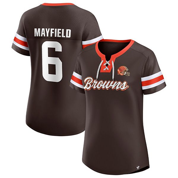 

Женская футболка baker mayfield brown cleveland browns athena с именем и номером Fanatics