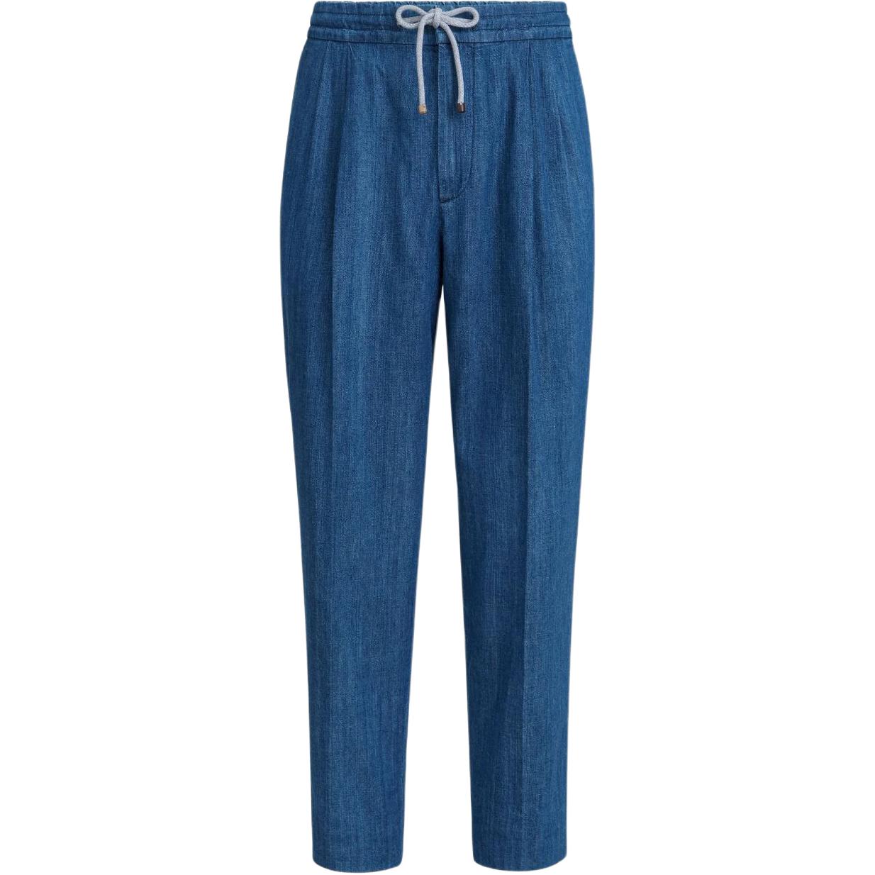 

Брюки с поясом на шнурке Brunello Cucinelli, синий