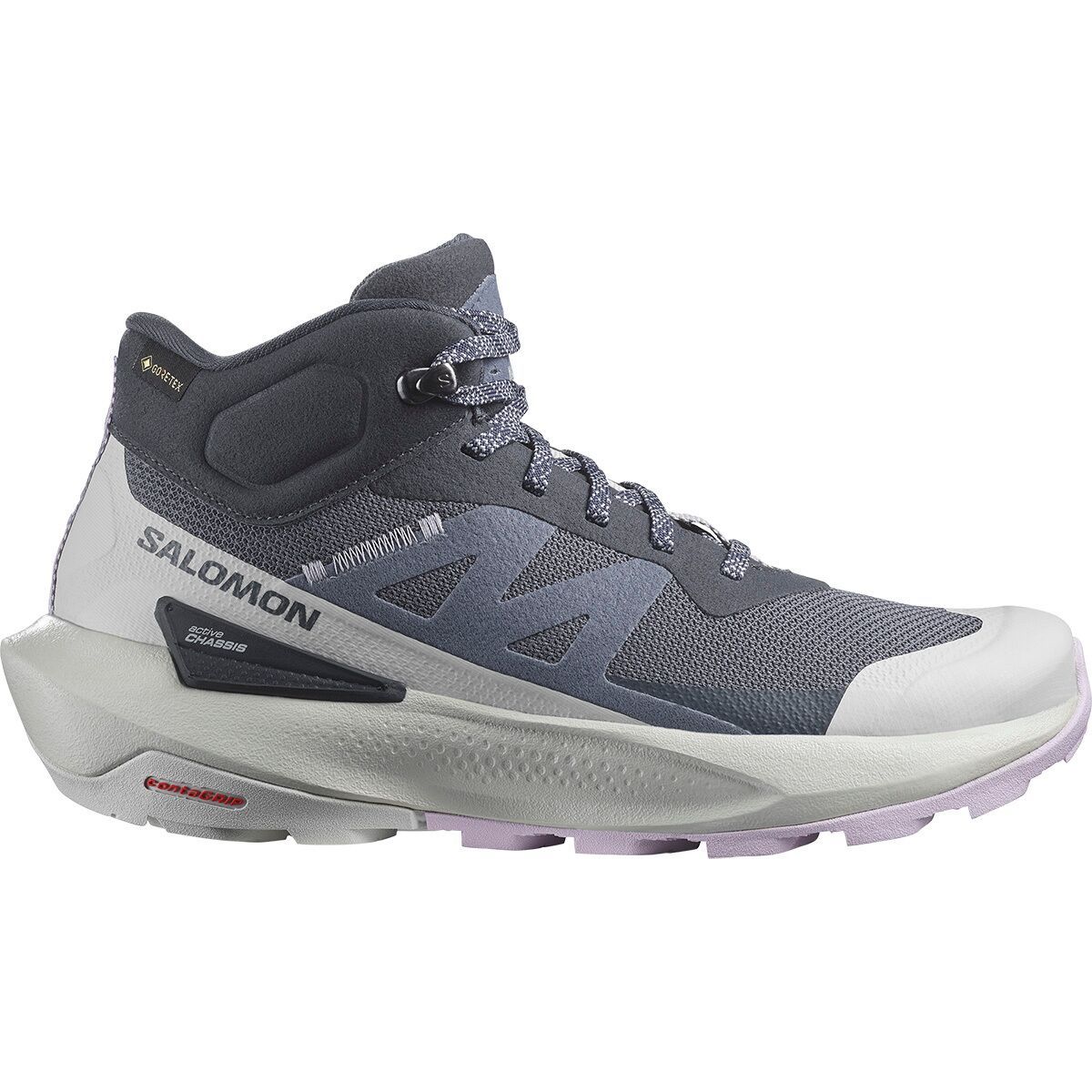 Ботинки женские Salomon Elixir Activ Mid GTX - 2024 для активного отдыха, серо-белый