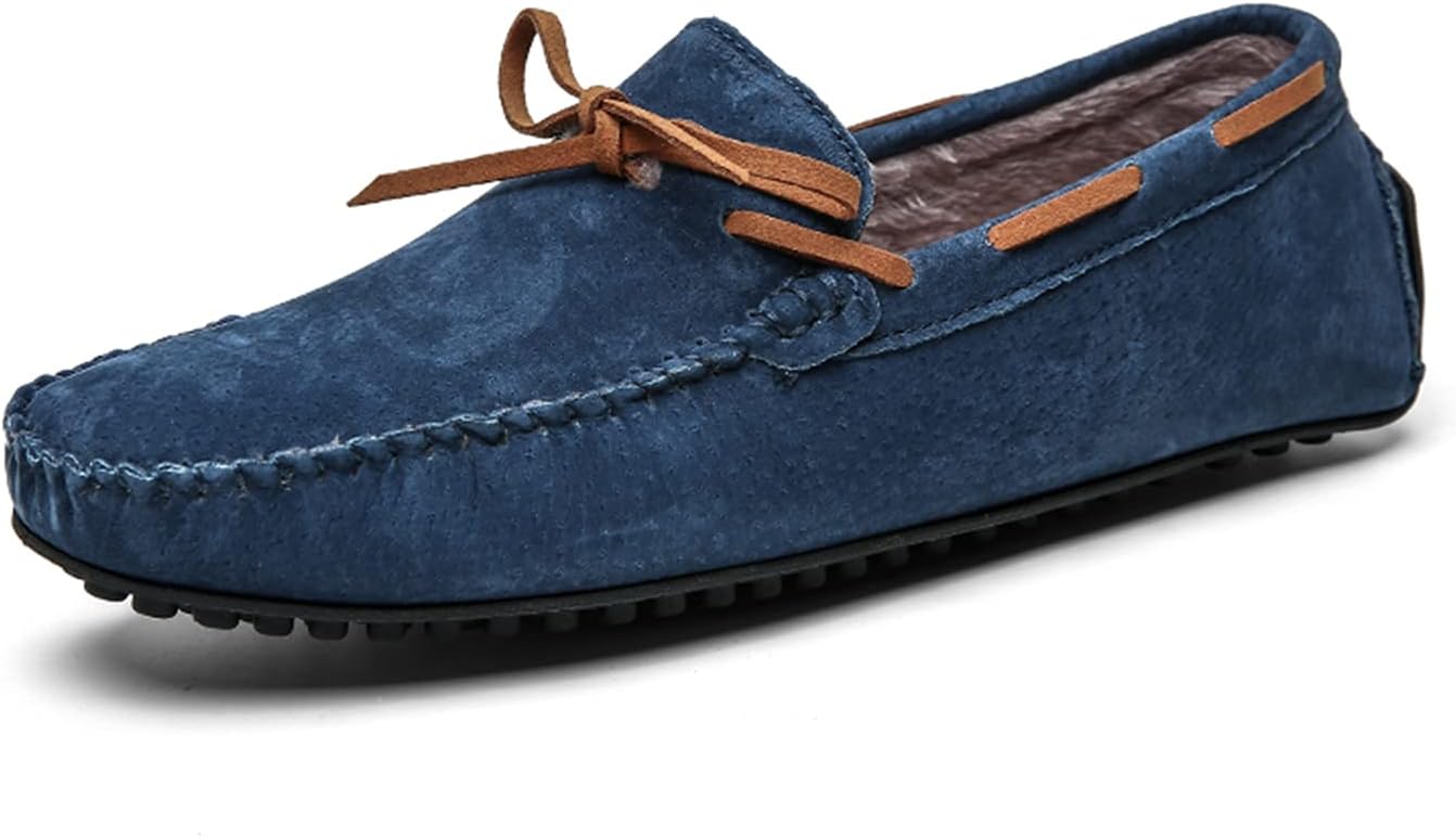 

Мужские мокасины с резиновой подошвой, шнуровкой и узлом, замшевые, для вождения и прогулок LITNERMIA, синий