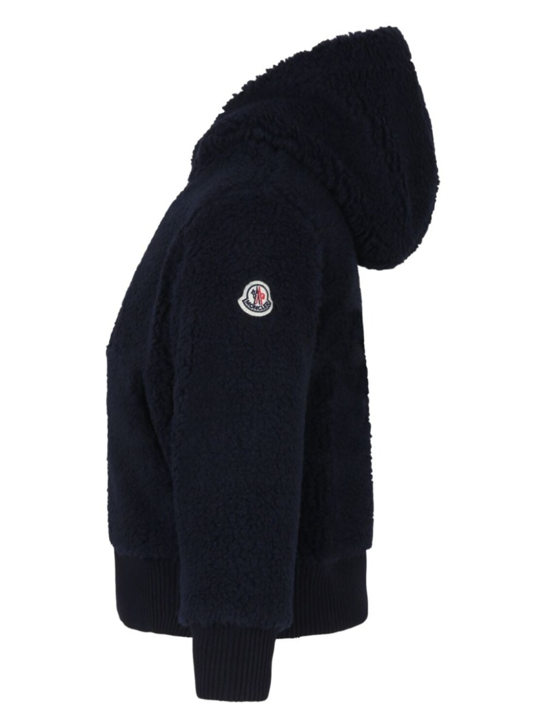 Moncler Enfant куртка из овчины с капюшоном и аппликацией логотипа, синий — фото 3