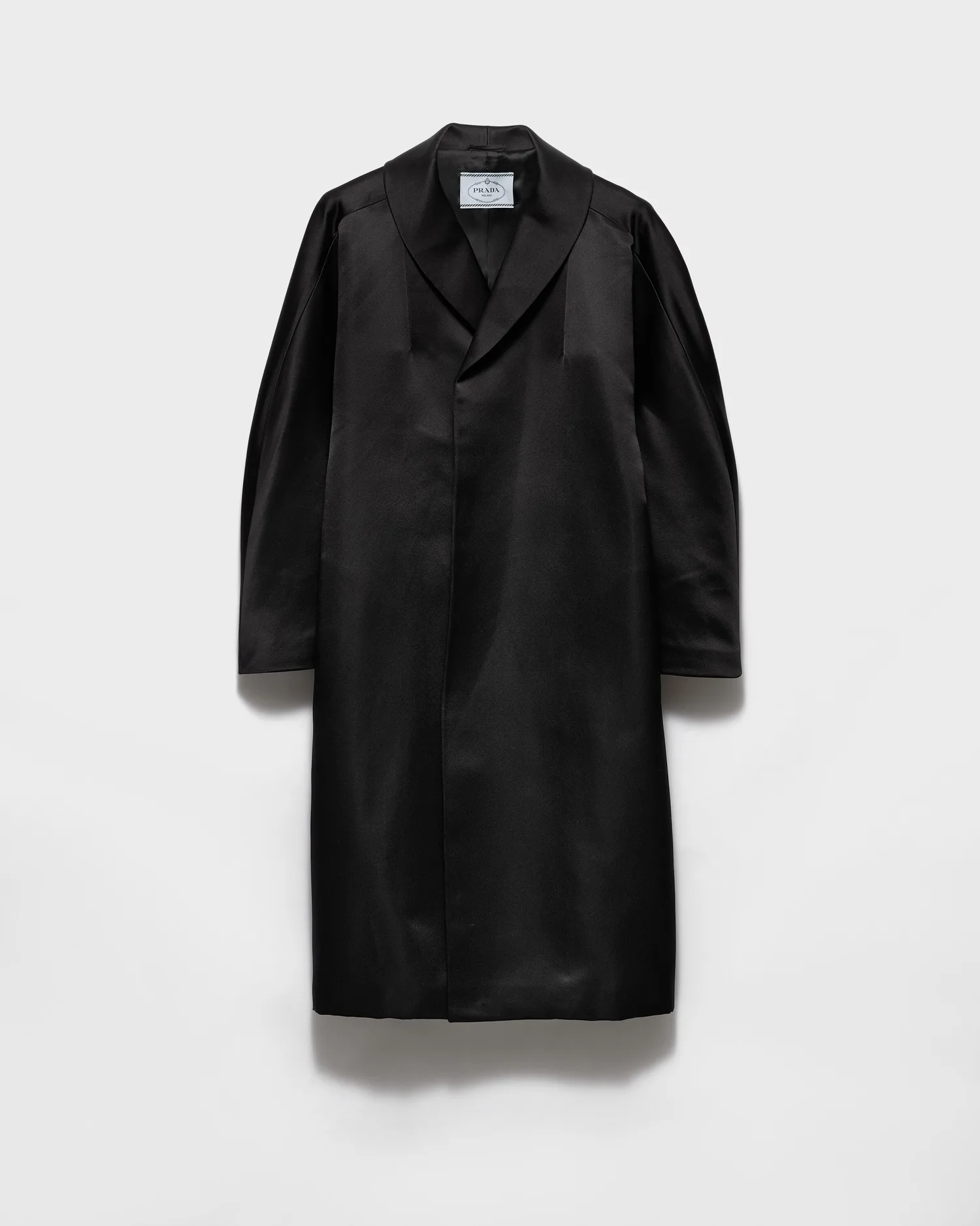 Однобортное пальто из двойного атласа Prada, черный