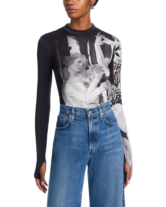 

Топ с графическим воротником Delaina Alice and Olivia, черный
