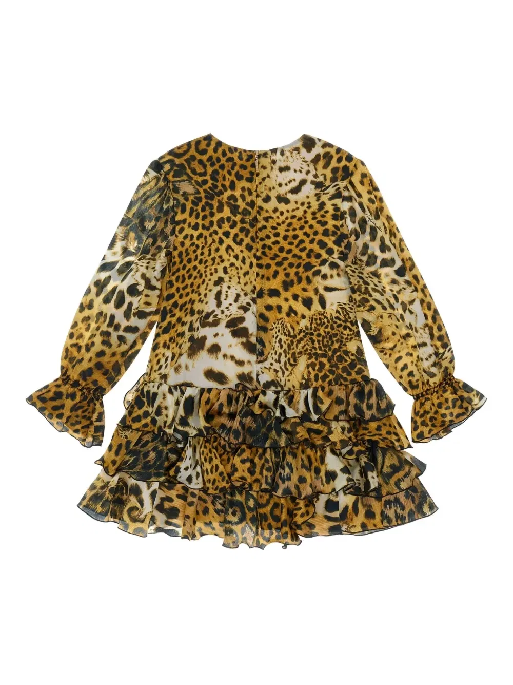 Платье с оборками и леопардовым принтом Roberto Cavalli Junior, коричневый — фото 2