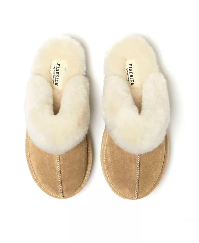 Fireside by Women's Melton - Домашние тапочки-шлепанцы на платформе из натуральной овчины Dearfoams, коричневый/бежевый — фото 4