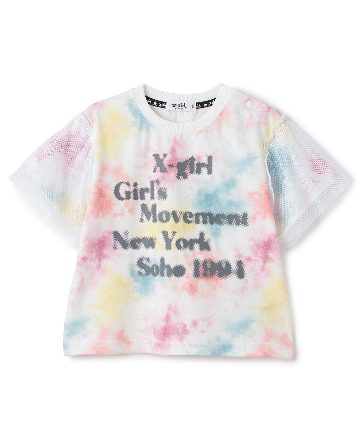 Футболка с короткими рукавами и сетчатыми вставками, с принтом логотипа X-girl Stages, Off white