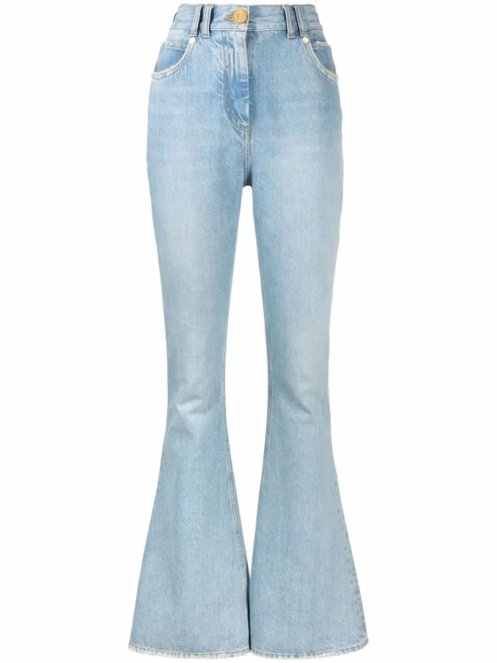Джинсы bootcut с монограммой Balmain, синий