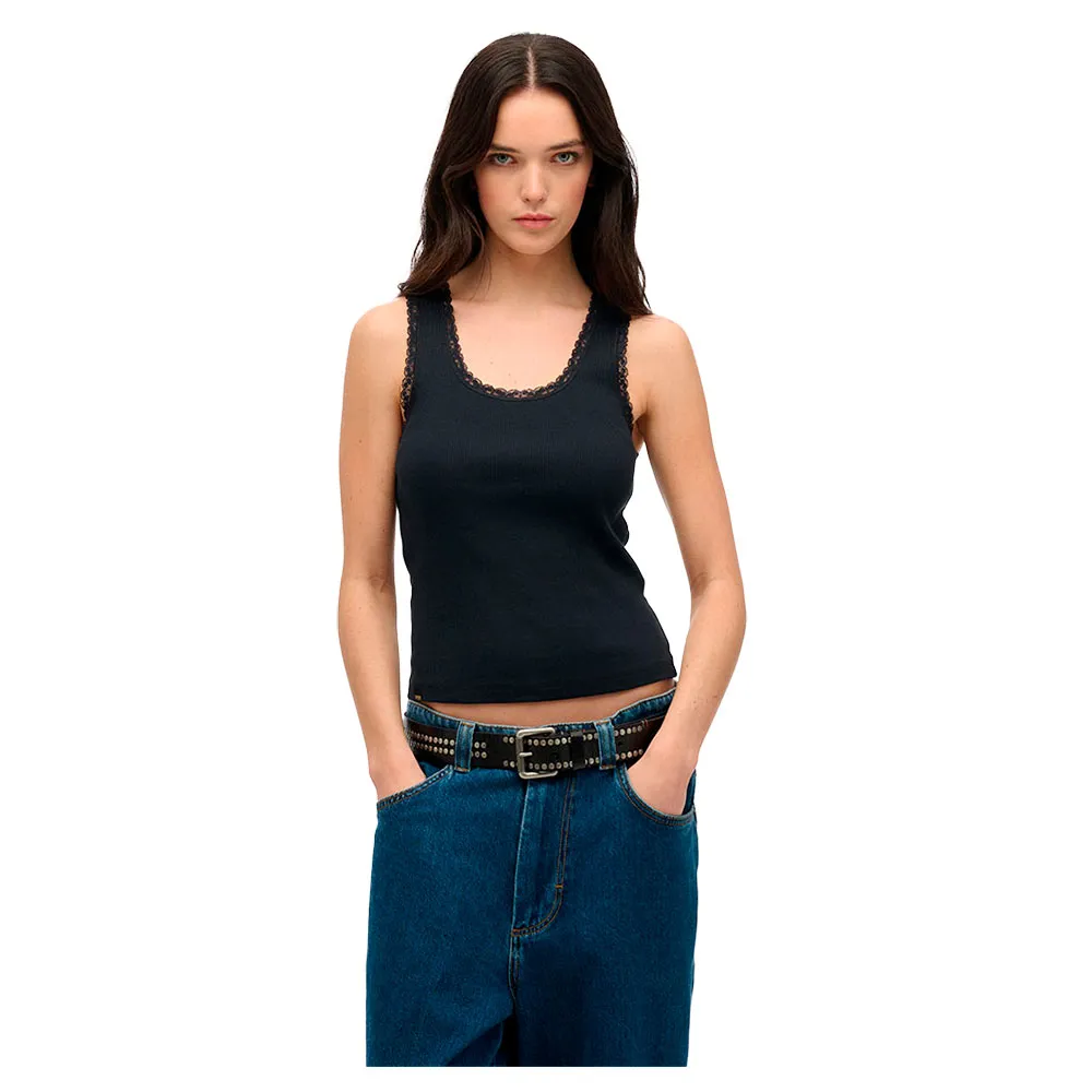 

Футболка без рукавов Superdry Vintage Lace Trim, синий