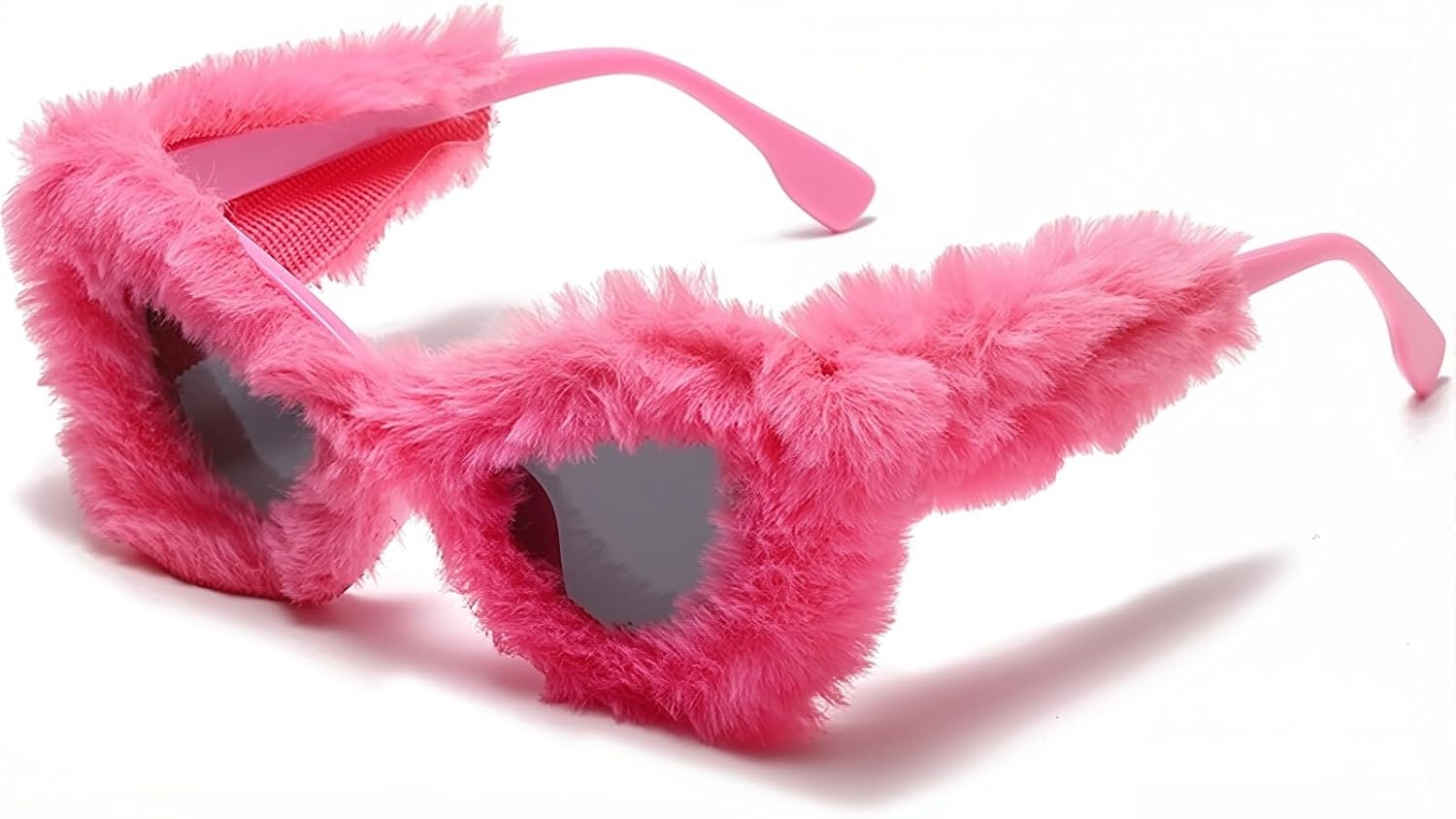 

LASPOR Женские плюшевые пушистые солнцезащитные очки «кошачий глаз» в стиле панк, мягкие бархатные очки, защита от УФ-излучения UV400, ручная работа, очки для вечеринок, Rose Pink