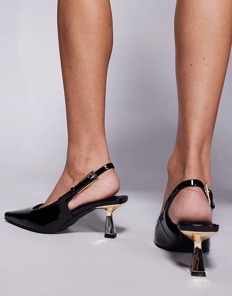 Туфли Simmi London June с острым носком и каблуком-рюмочкой черного цвета из лака SIMMI Shoes — фото 2