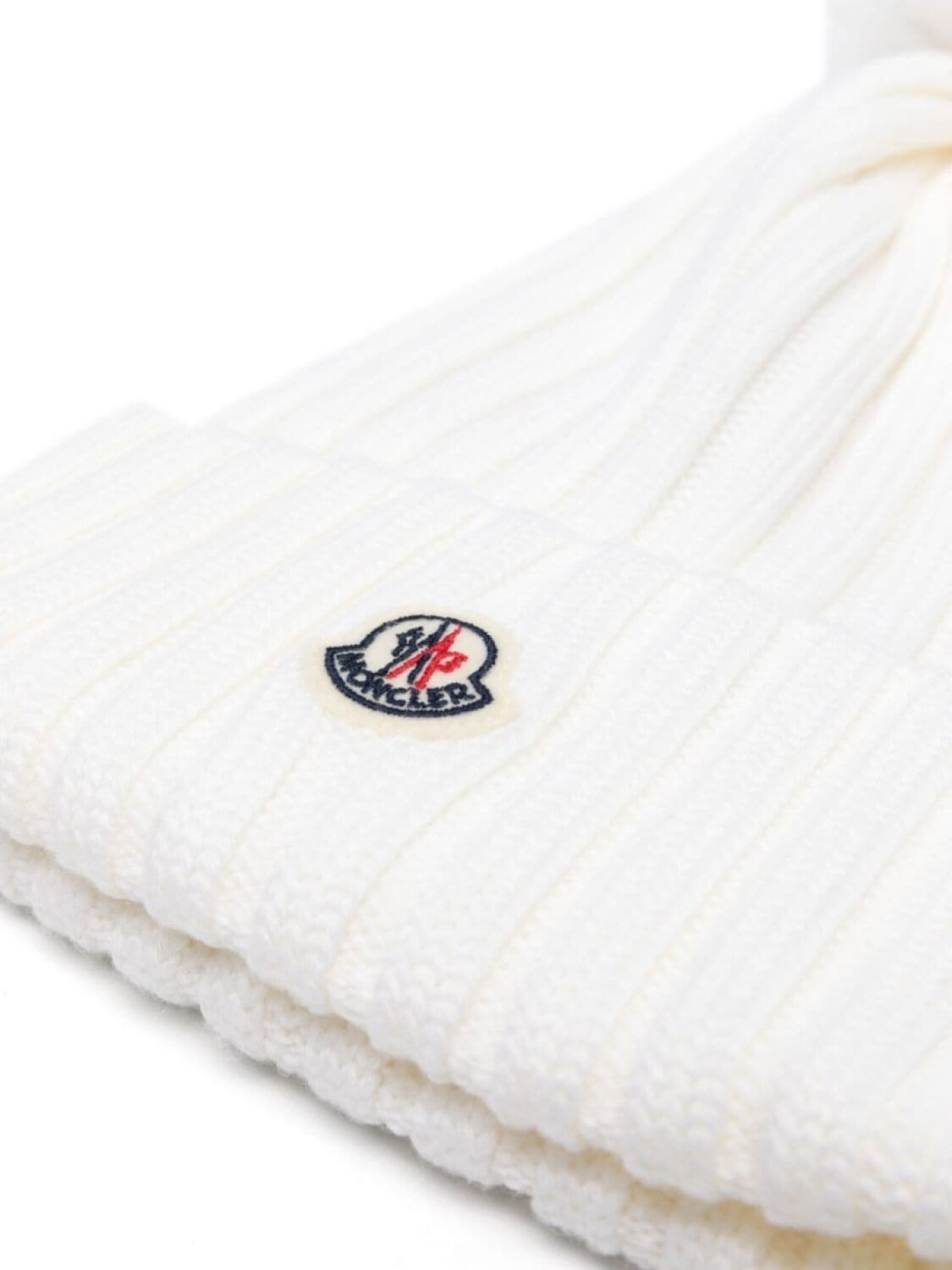 Moncler шапка бини с помпоном, нейтральный цвет — фото 2