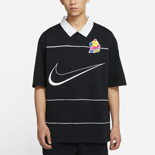 Футболка sportswear contrasting colors athleisure casual sports short sleeve polo shirt black Nike, черный — фото 4