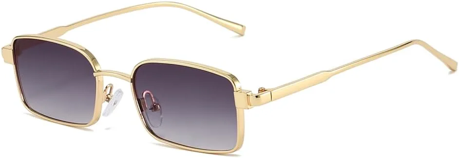 

Солнцезащитные очки YAMEIZE Retro Small Gold Rectangle Sunglasses для женщин и мужчин, узкие квадратные, металлические, винтажная оправа 90-х годов, Gold Clear Grey
