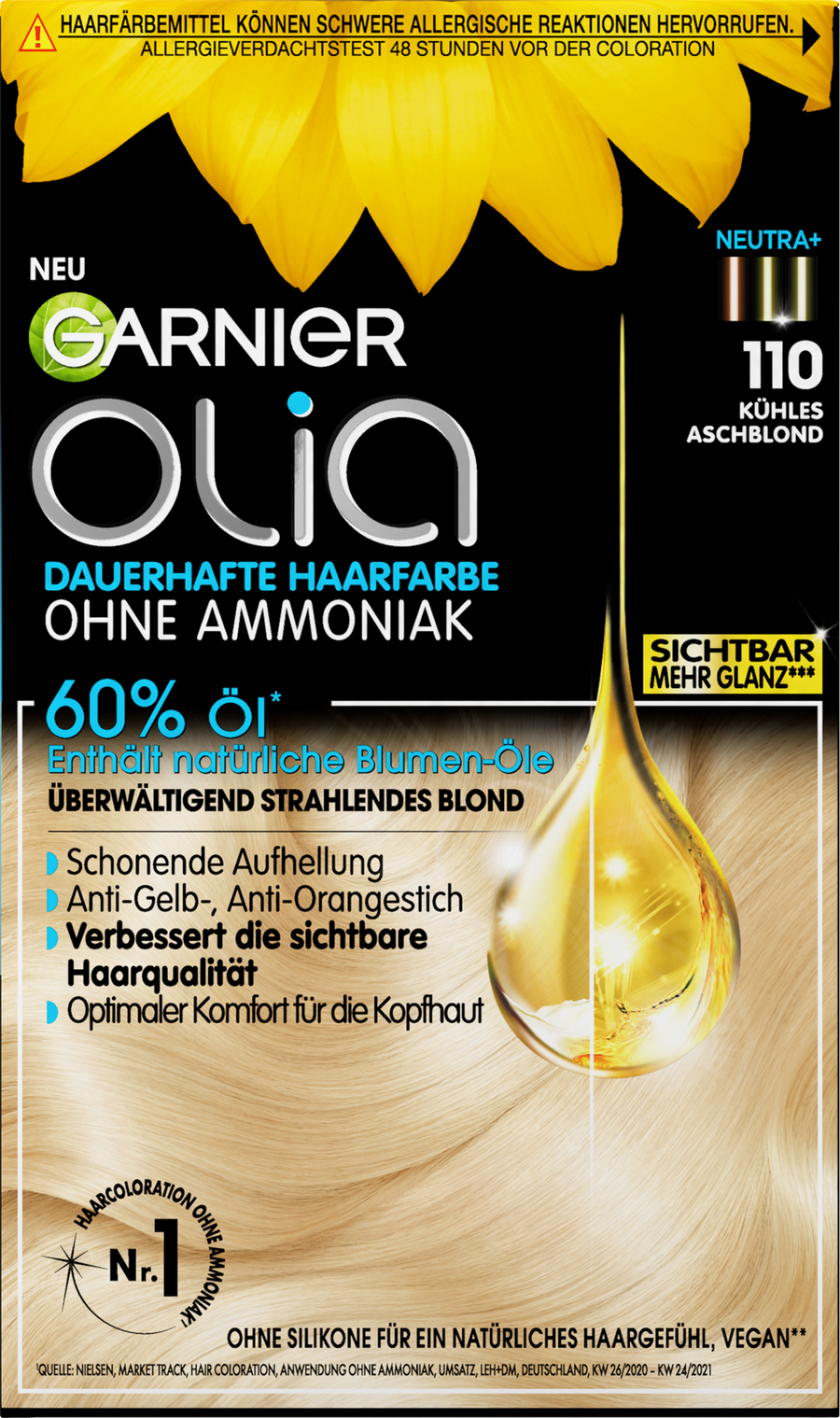 

Краска для волос Garnier Olia Dauerhafte Haarfarbe Coloration Superblondes 110 Kühles Aschblond