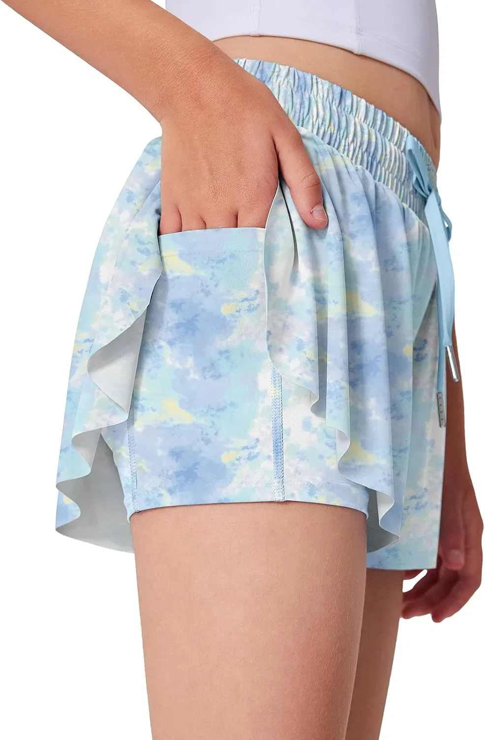 Детские шорты для бега Butterfly LaBeca, двойной слой, Tie Dye Blue
