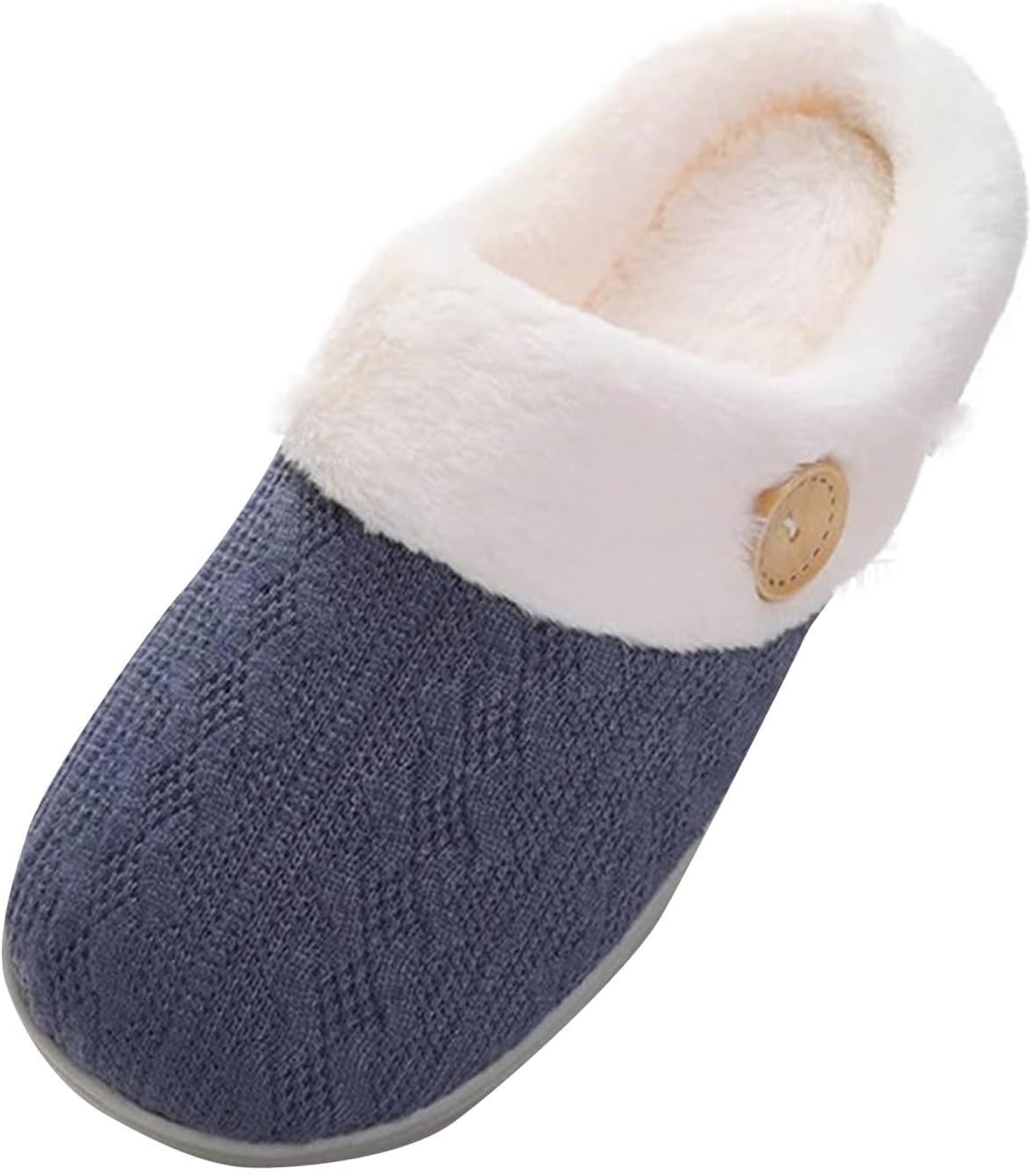 

Домашние тапочки для женщин и мужчин с эффектом памяти, пушистые вязаные теплые тапочки, легкая обувь на каждый день, утепленные искусственным мехом, удобная обувь для спальни, для улицы и дома Generic, темно-синий