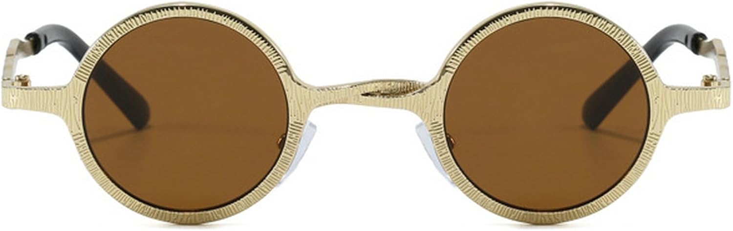 

Панк-солнцезащитные очки круглой формы для мужчин и женщин, 2025 год, роскошные ретро-очки в маленькой оправе для мужчин, панк-очки для активного отдыха, солнцезащитные очки UV400 mincl, Brown