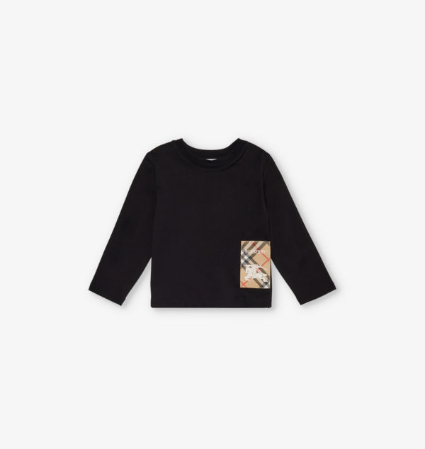 

Футболка из хлопкового джерси с фирменной нашивкой Kooper 6 месяцев-2 года Burberry, черный