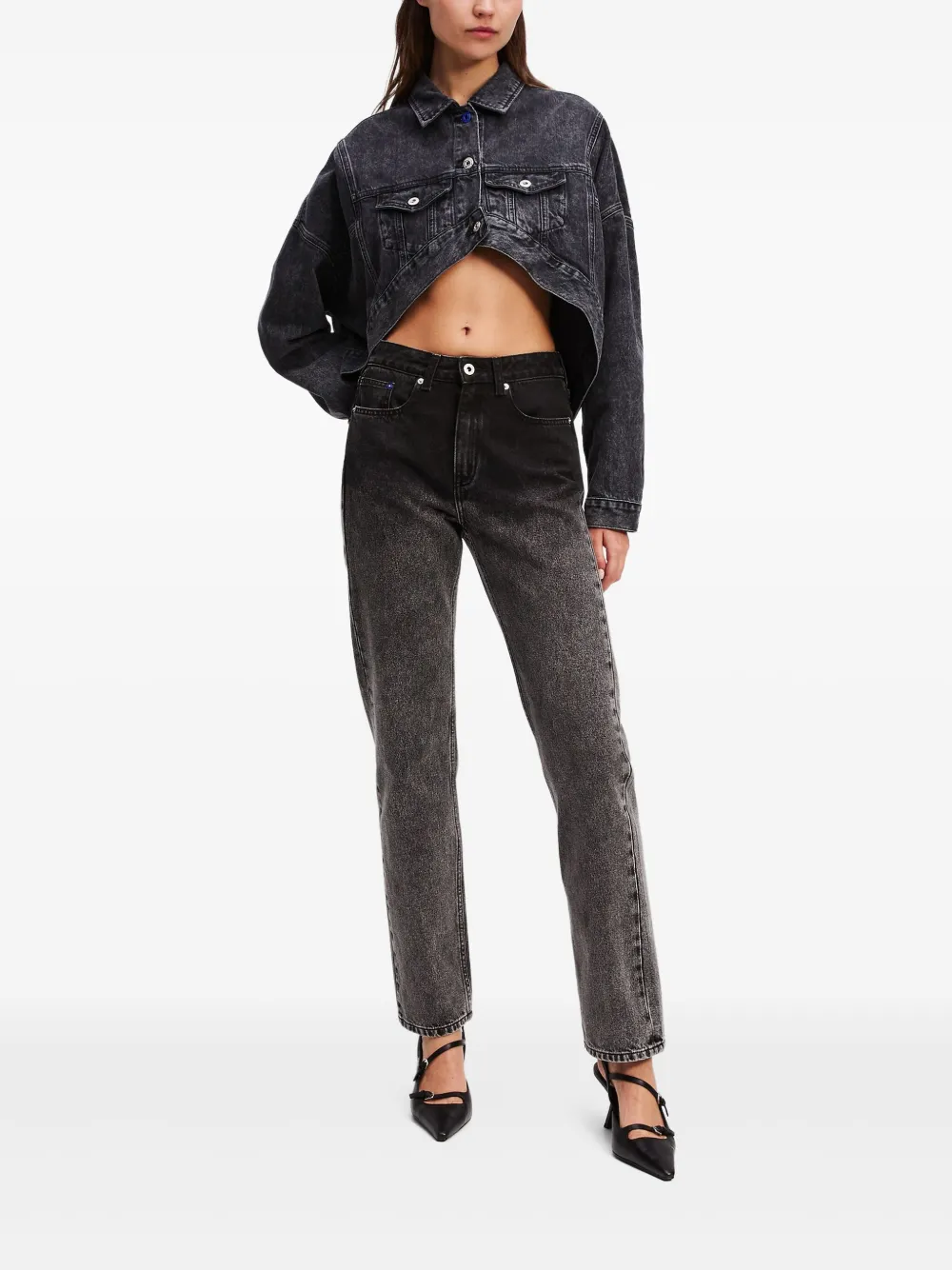 

Прямые джинсы с завышенной талией и эффектом омбре Karl Lagerfeld Jeans, черный