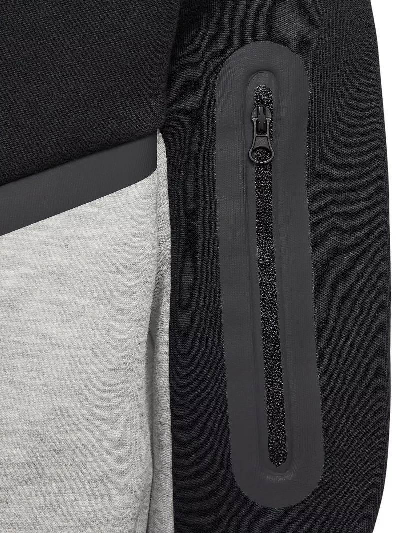Флисовая толстовка с молнией во всю длину Nike для мальчиков, цвет Dk Grey Heather/Black/Wht — фото 4