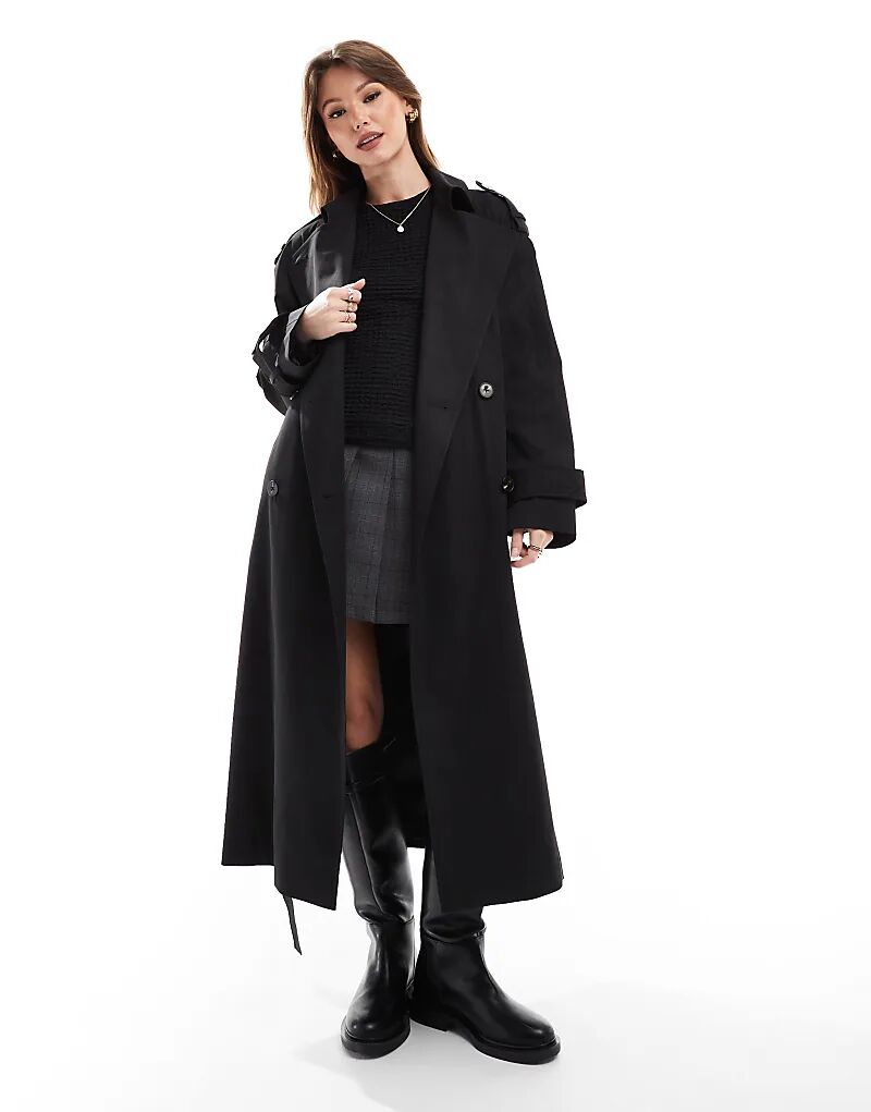 

Длинный тренчкот ASOS DESIGN черного цвета, Черный, Длинный тренчкот ASOS DESIGN черного цвета