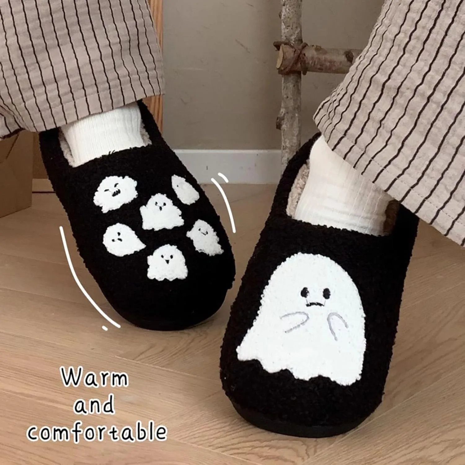 Тапочки Hallowa для женщин и мужчин, теплые осенне-зимние тапочки, мягкие плюшевые тапочки, удобные мягкие тапочки для использования дома и на улице Generisch, черный — фото 4