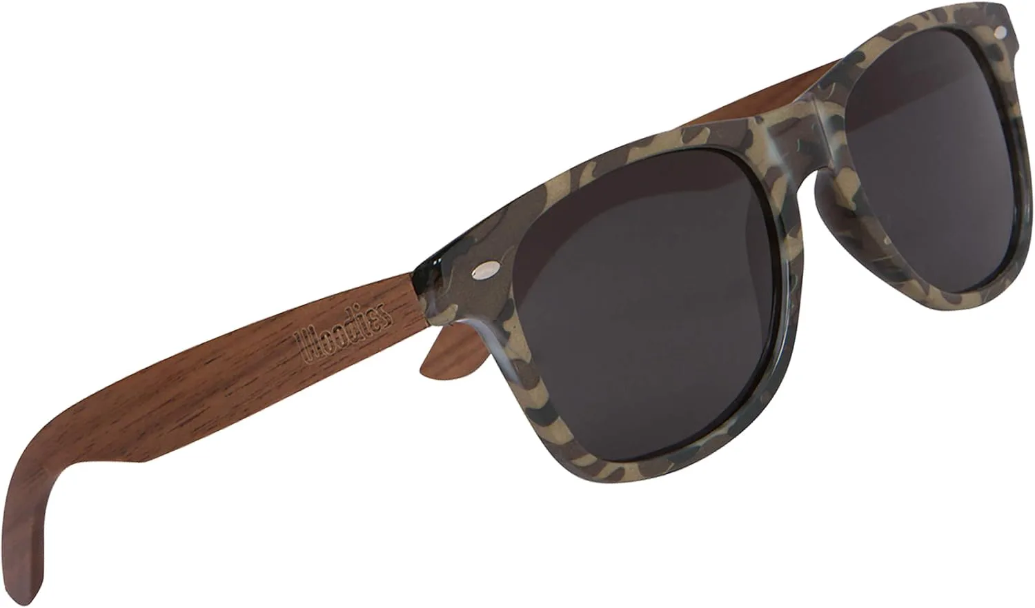 

Солнцезащитные очки Woodies в камуфляжной расцветке | Темно-черные поляризованные линзы, оправа из натурального орехового дерева | 100% защита от УФ-излучения, Black