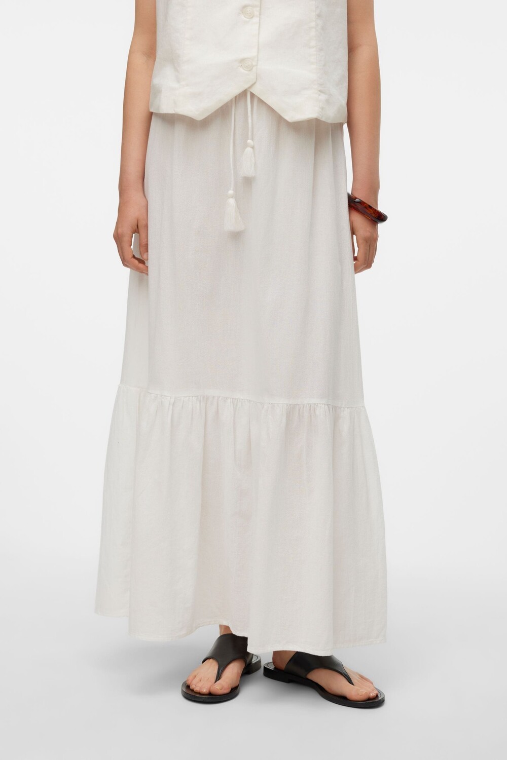 

Каскадная летняя юбка макси Vero Moda, белый