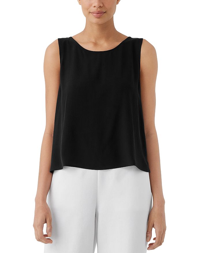 

Шелковый балетный топ с вырезом-ракушкой Eileen Fisher, черный
