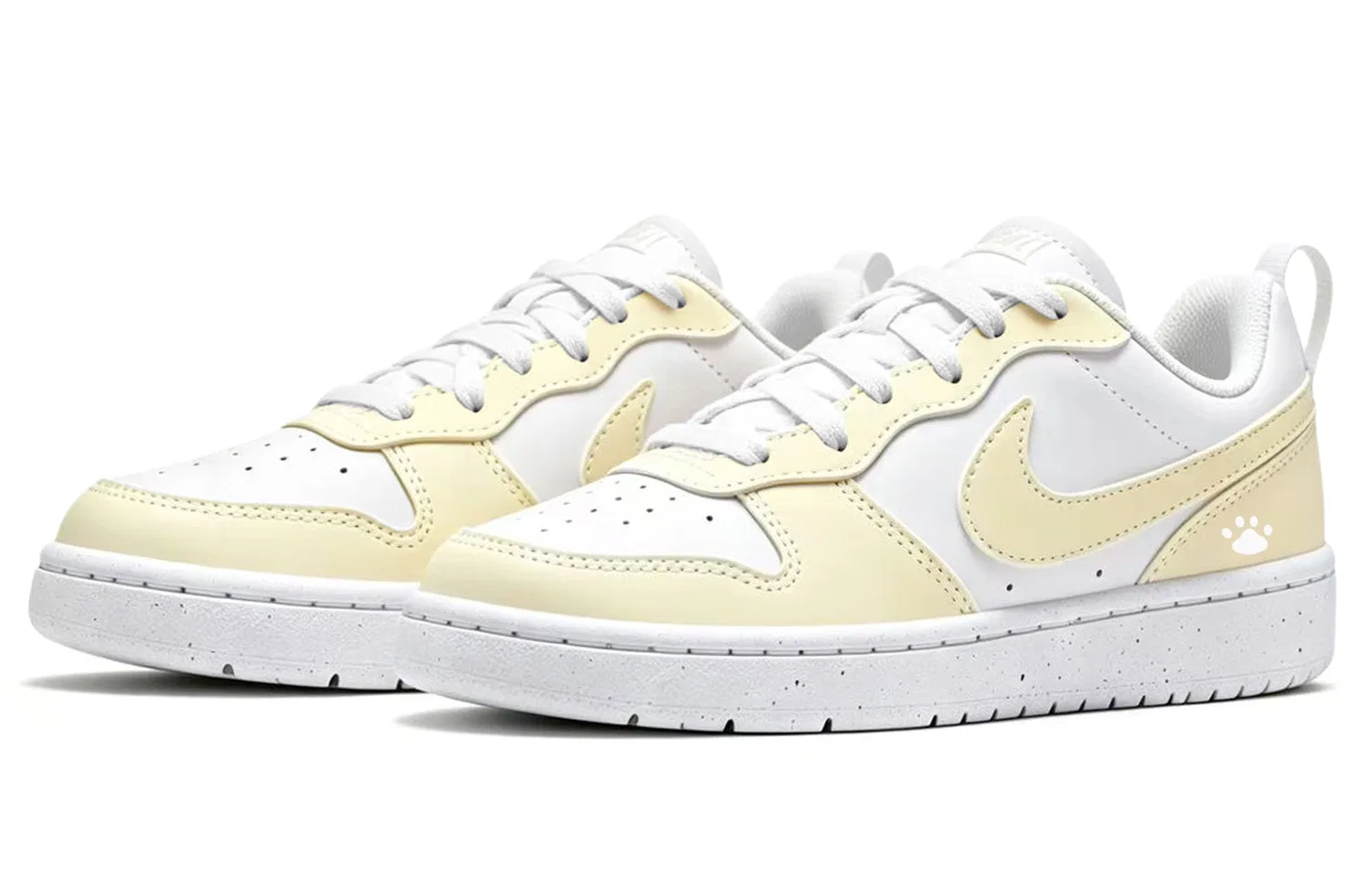 Кроссовки для скейтбординга Nike Court Borough Butter Cute Paw бело-желтые — фото 4