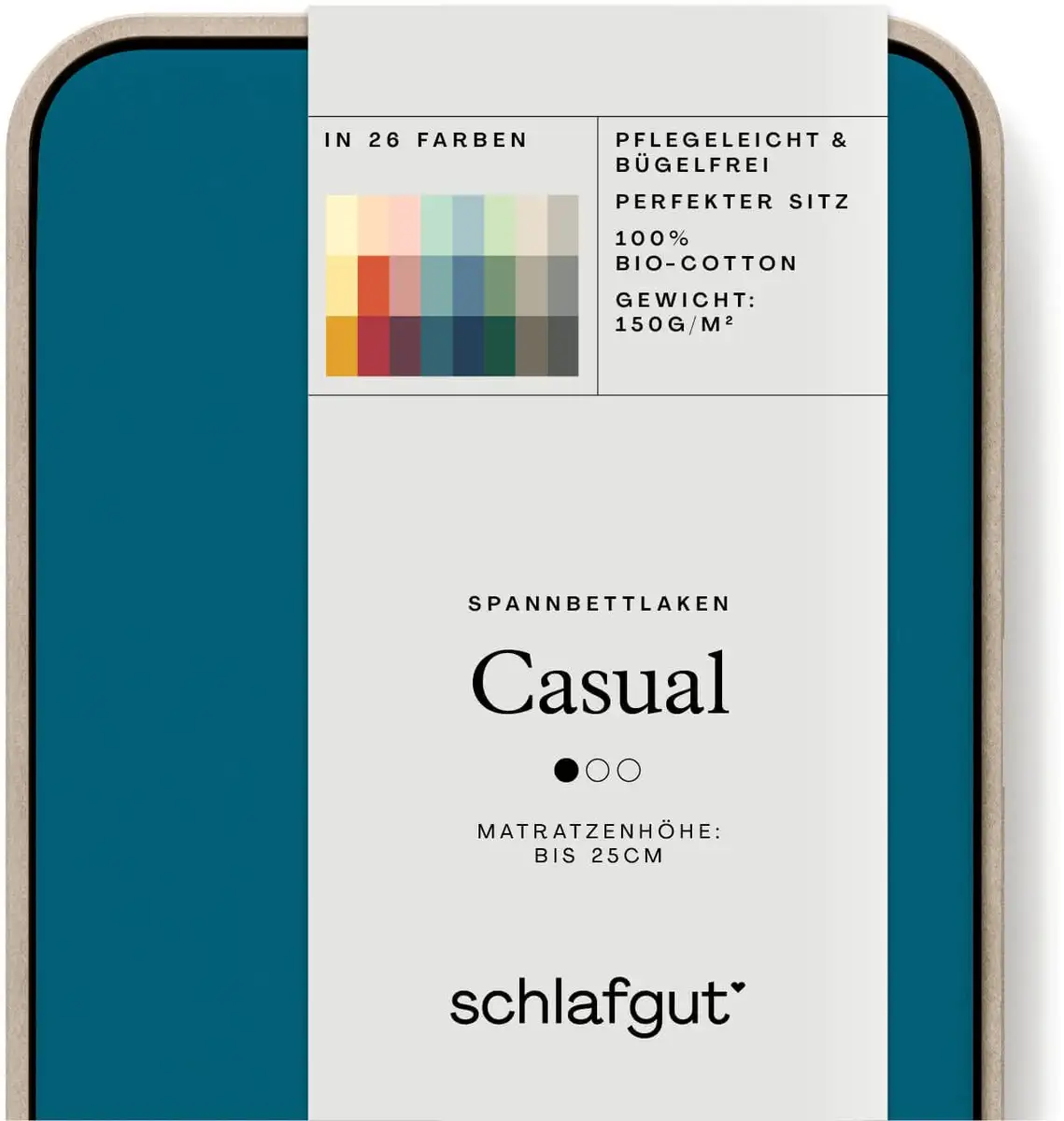 

Простыня Schlafgut CASUAL хлопковая 140-160х200 см, цвет petrol deep