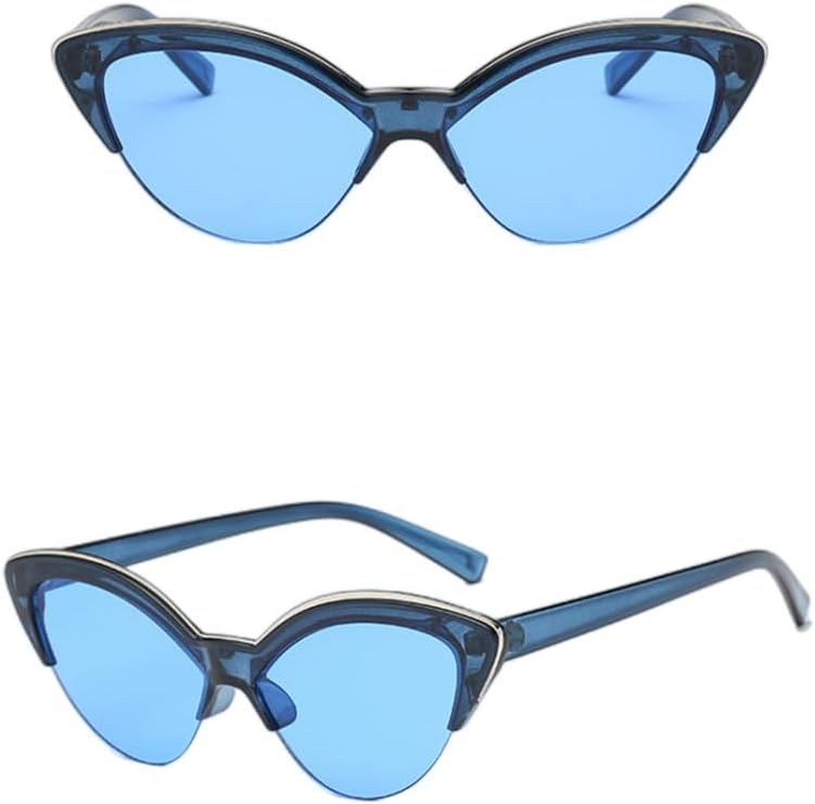 

Женские солнцезащитные очки Vat Eye в винтажном стиле с полуободковой оправой, черные, в стиле «кошачий глаз», ретро-солнцезащитные очки для женщин небольшого размера generic, Blue Blue