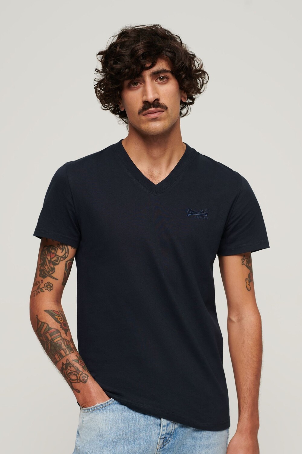 

Винтажная футболка с вышитым логотипом Superdry, синий