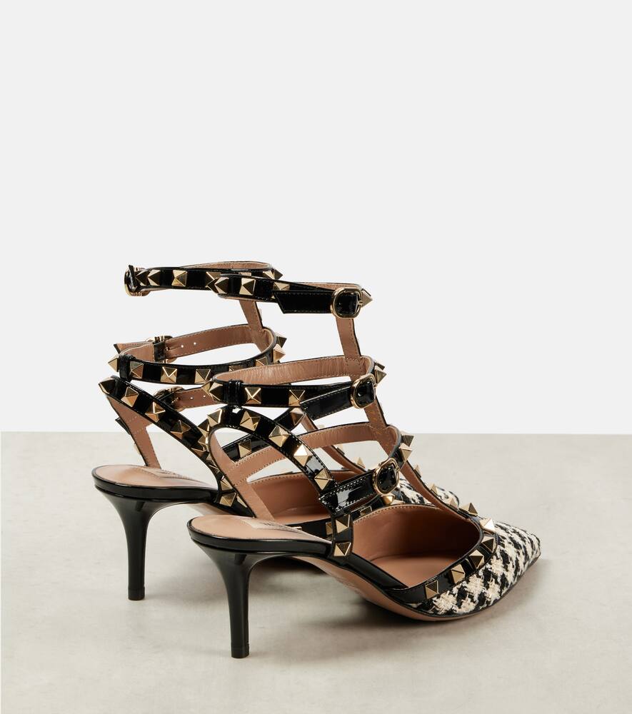 Туфли-лодочки с отделкой из твида и кожаными вставками Rockstud Valentino Garavani, Latte-Nero/Nero — фото 2