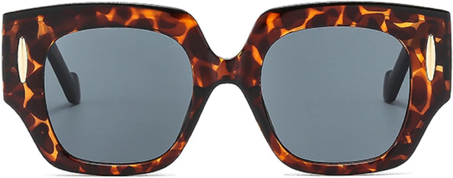 

Модные большие женские квадратные солнцезащитные очки в винтажном стиле с леопардовым принтом, коричневые, с защитой от УФ-излучения UV400, стильные мужские черные солнцезащитные очки N45 mincl, Leopard