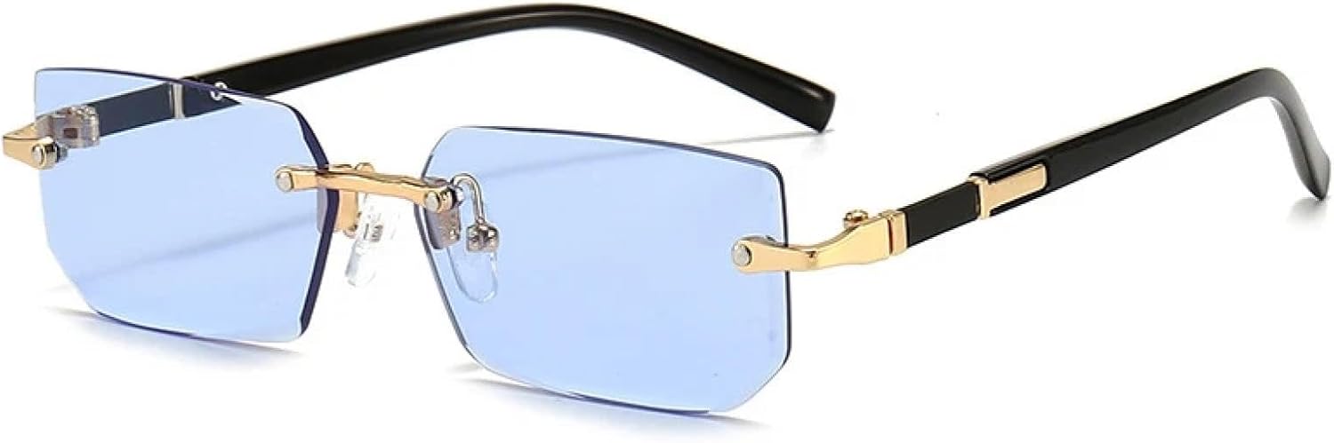 

Солнцезащитные очки без оправы для женщин, прозрачные линзы с градиентом цвета "океан", солнцезащитные очки для мужчин, металлические солнцезащитные очки DSVIGF, Clearblue