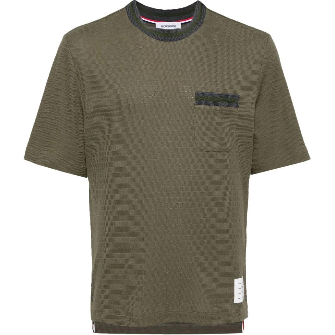 

Футболка из хлопка с открытой вязкой THOM BROWNE, зеленый