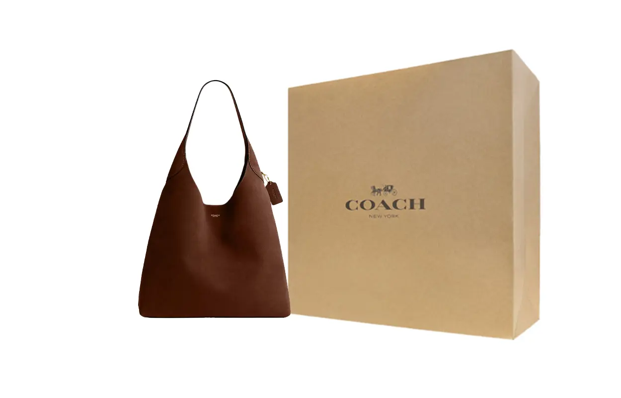 

COACH Сумка Brooklyn Suede Crescent, женская большая сумка через плечо, теплый коричневый