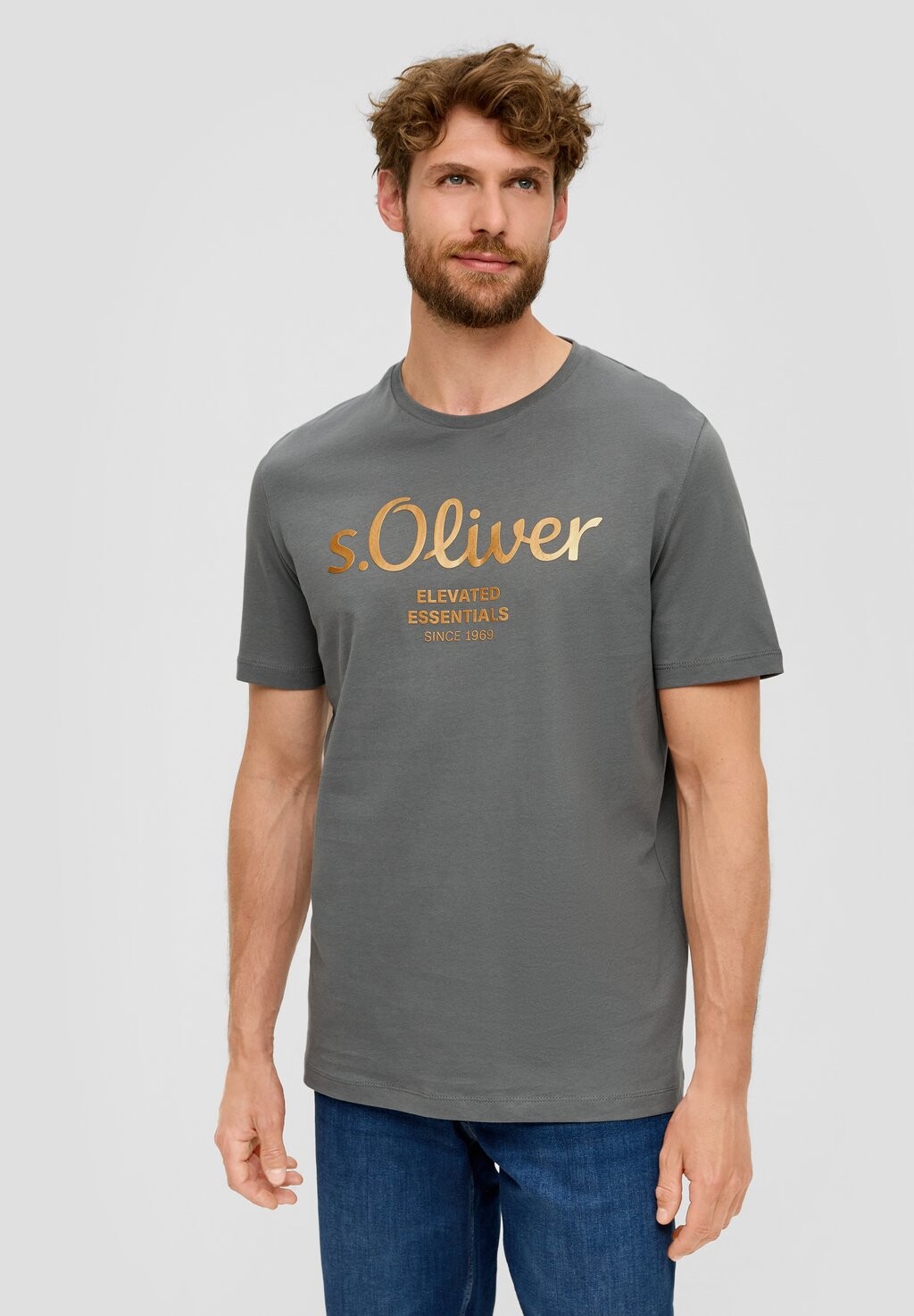 

Футболка с принтом MIT GROSSEM LABEL s.Oliver, серый