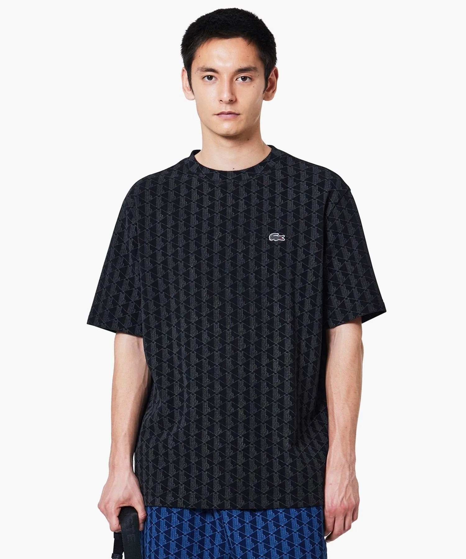 Футболка с короткими рукавами из ткани пике цвета индиго с монограммой LACOSTE, Black