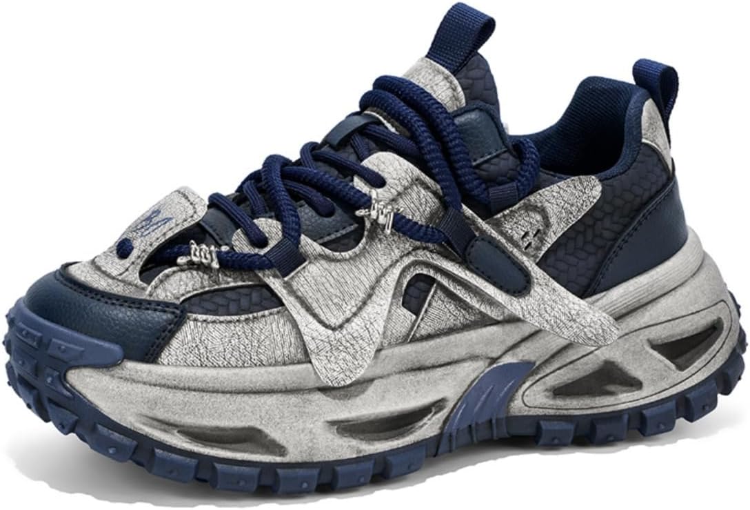 

Стильные мужские кроссовки Y2K из кожи и сетки с высокой производительностью, улучшенным сцеплением и комфортом, идеально подходящие для активного отдыха и повседневной носки, с подъемом каблука 5 см для дополнительного роста Ctkvbmeoi, синий