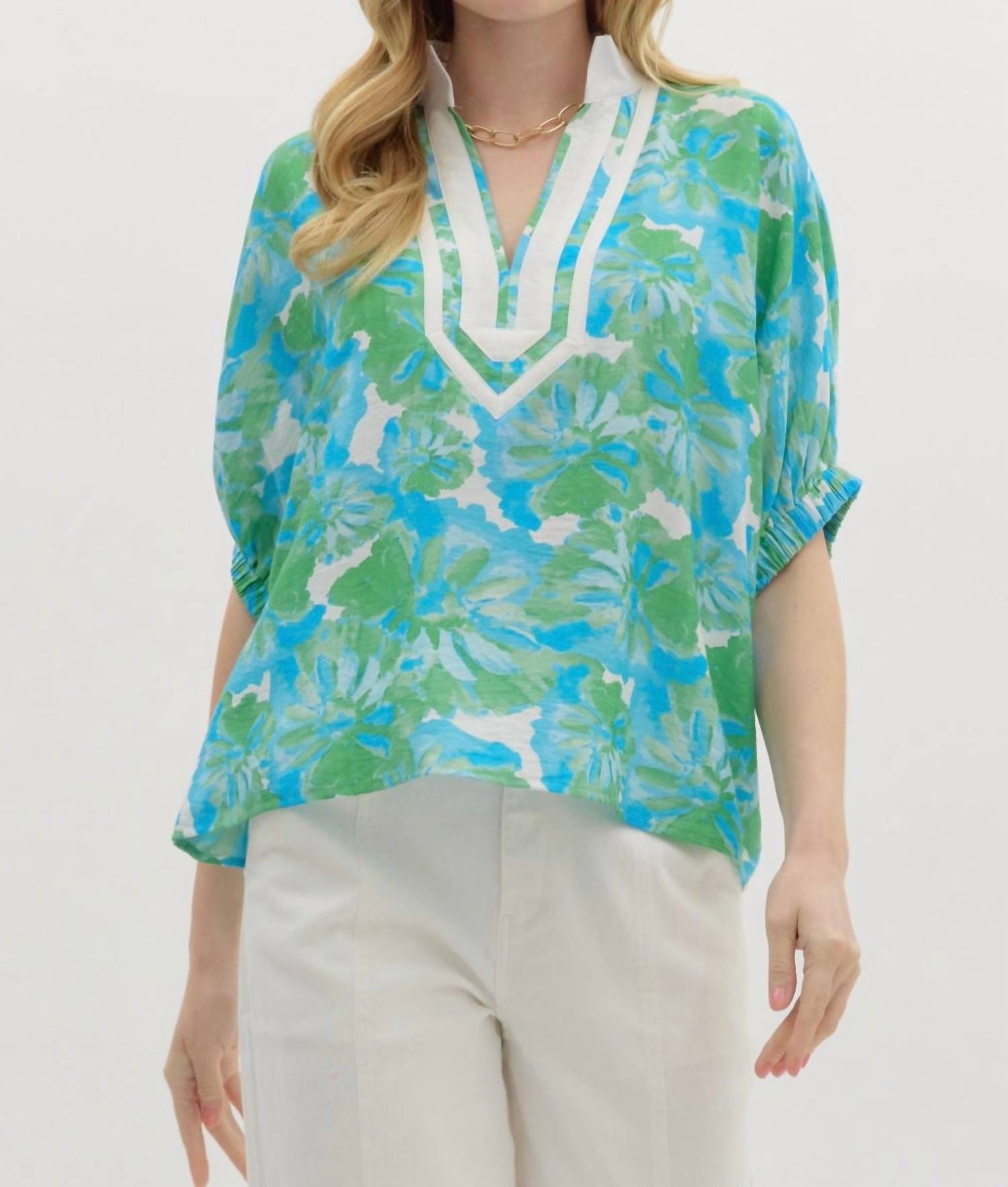 

Разноцветный пуловер с рукавами «летучая мышь» с цветочным принтом Entro, Multi