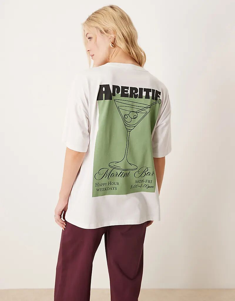 

Футболка свободного кроя ASOS DESIGN с принтом коктейля-аперитива белого цвета