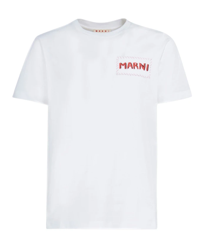 

Хлопковая футболка с нашивкой Marni, белый