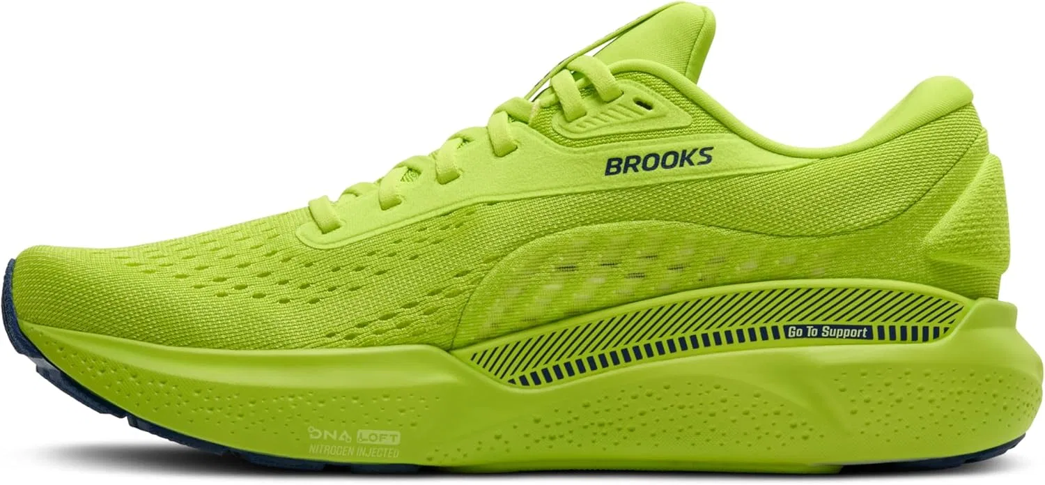 Мужские беговые кроссовки Brooks Adrenaline GTS 24 с поддерживающей подошвой, Acid Lime Sunny Lime Navy — фото 3