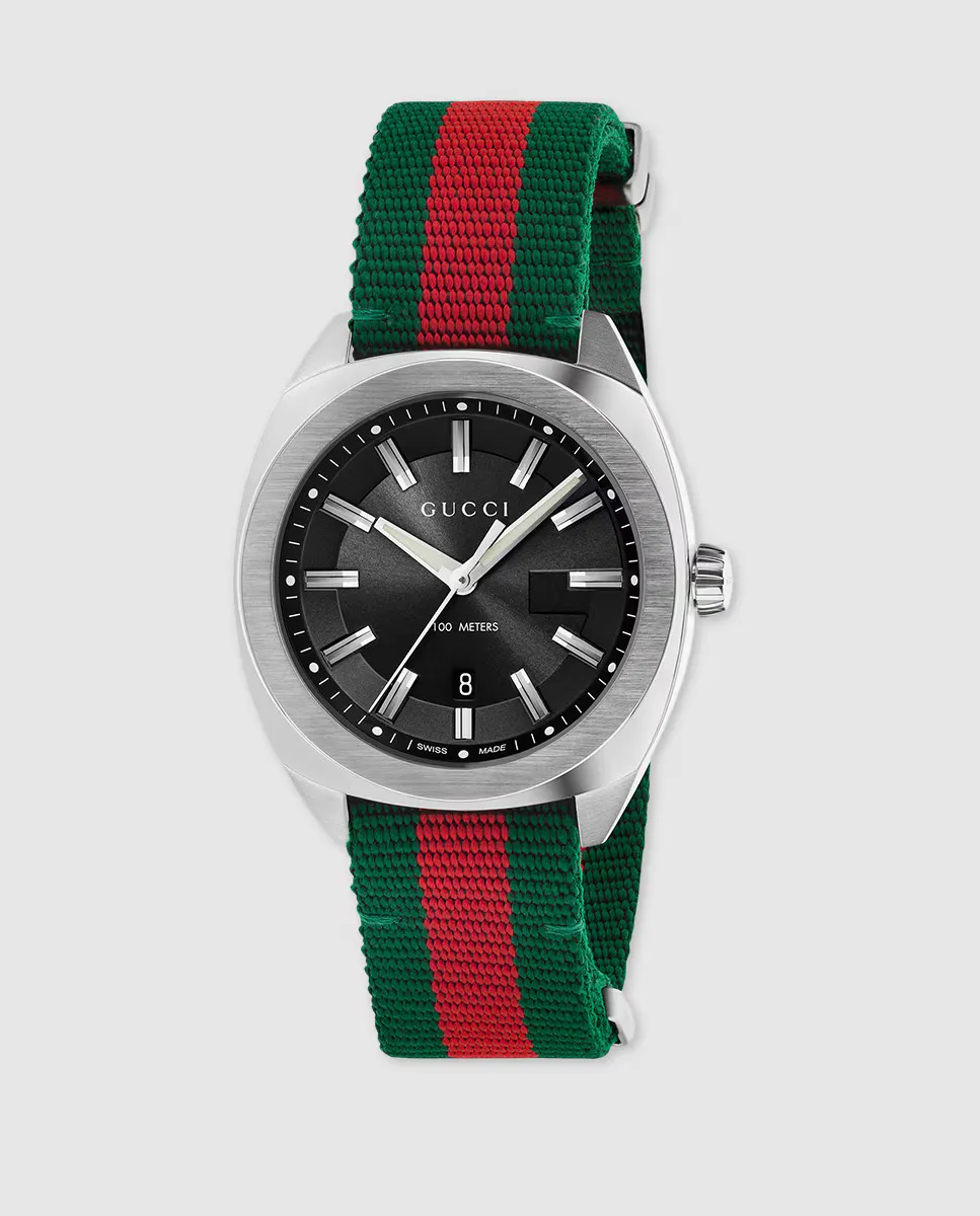 

Gucci GG2570 YA142305 Красно-зеленые мужские часы из нейлона, красный/зеленый